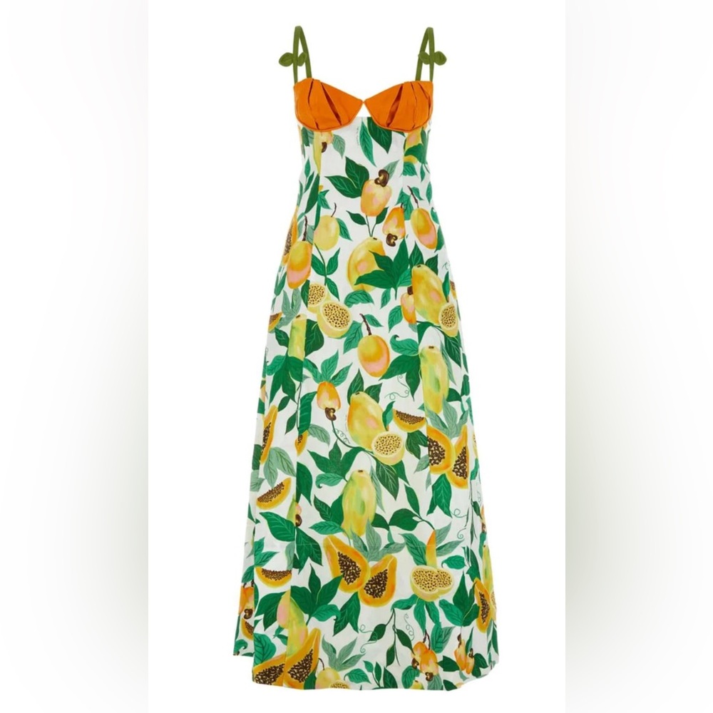Farm Rio Papaya Salad Dress. NWT. 100% Linen